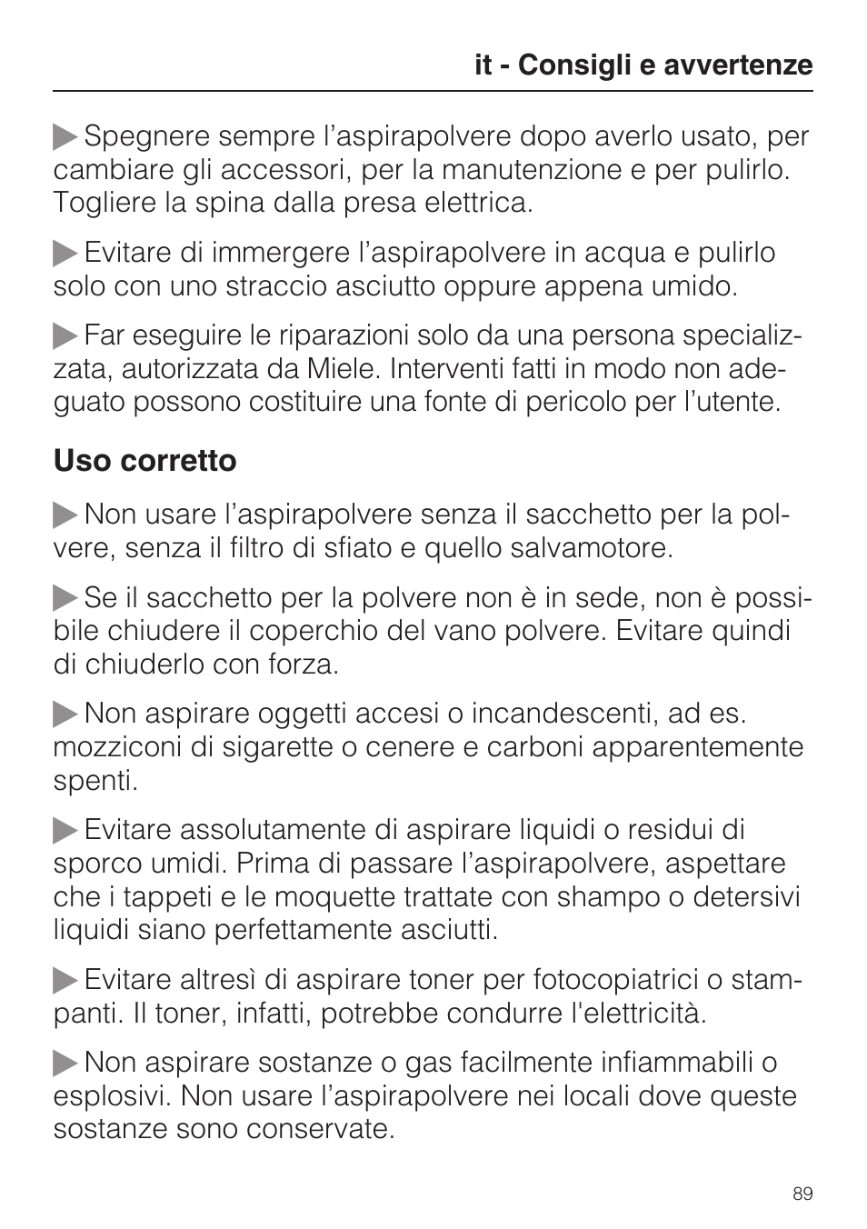 Miele S8 UniQ User Manual | Page 89 / 112