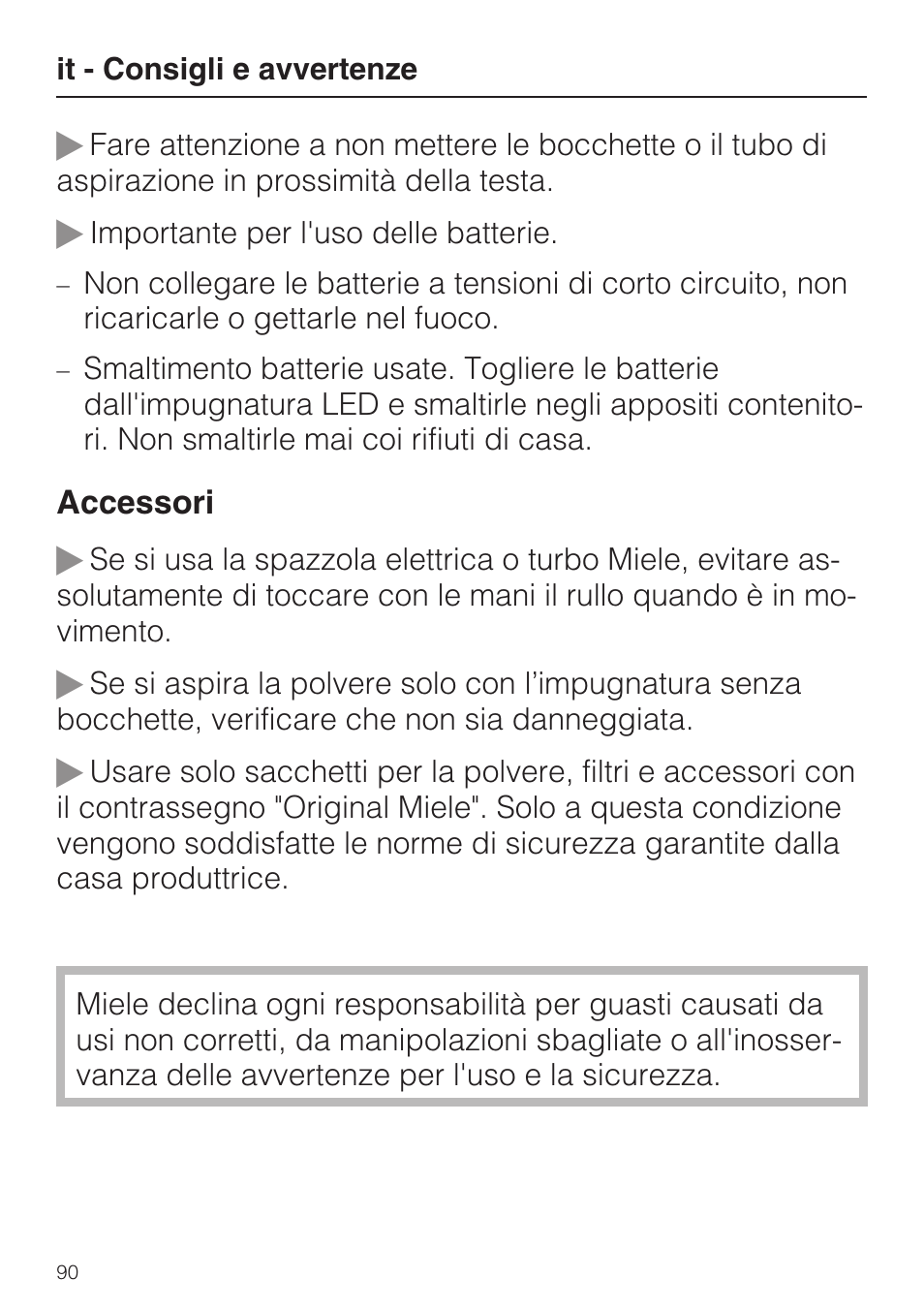 Miele S8 UniQ User Manual | Page 90 / 112