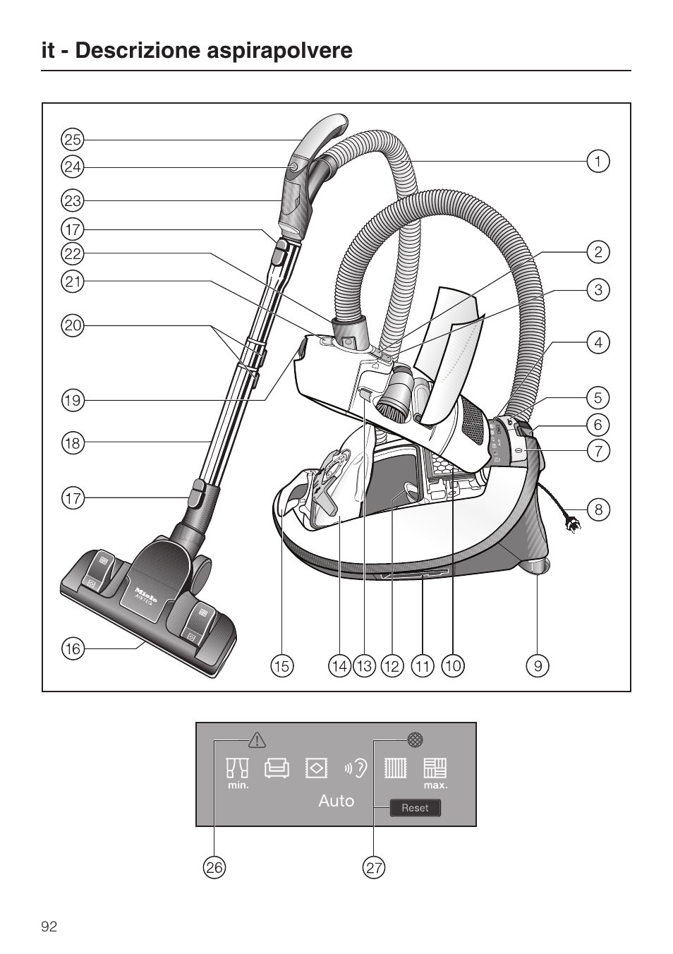 It - descrizione aspirapolvere | Miele S8 UniQ User Manual | Page 92 / 112