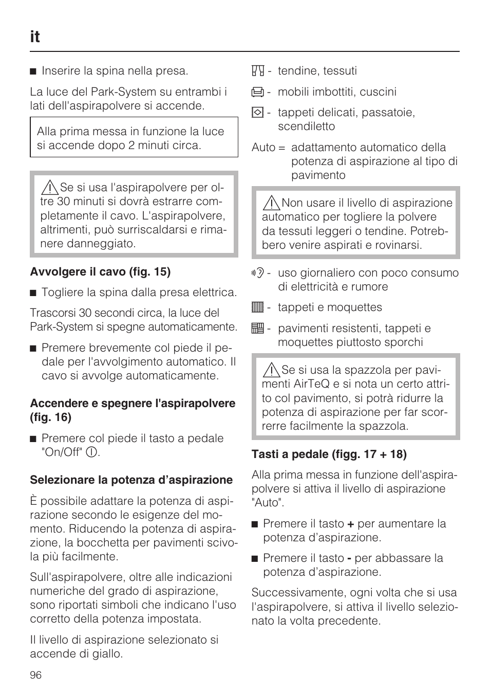 Miele S8 UniQ User Manual | Page 96 / 112