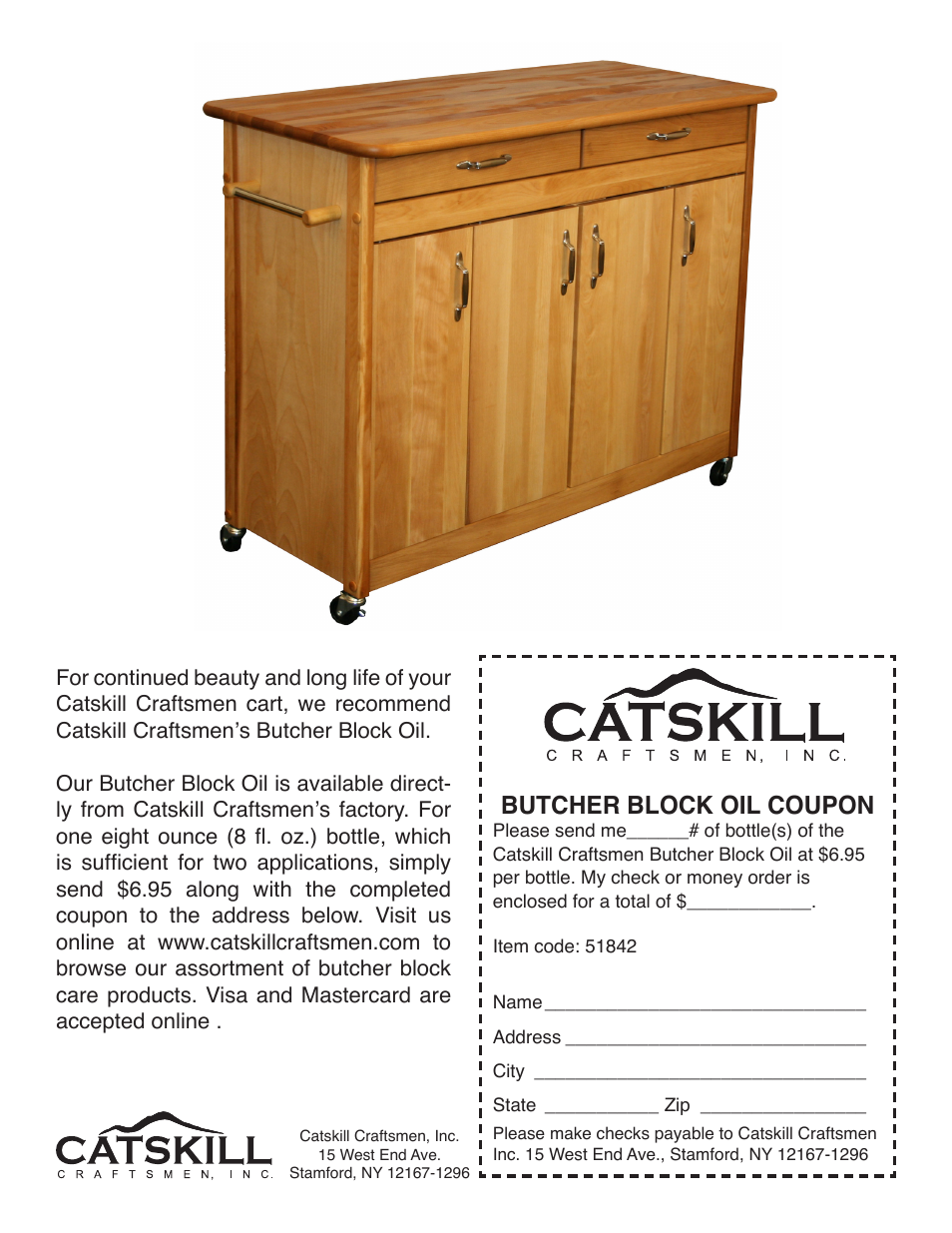 Butcher block oil coupon | Catskill Craftsmen 51842 User Manual | Page 18 / 18