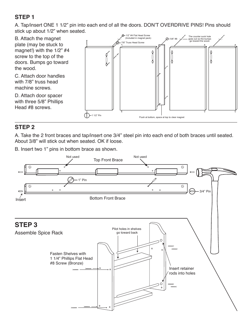 Step 3, Step 1, Step 2 | Assemble spice rack | Catskill Craftsmen 51842 User Manual | Page 5 / 18