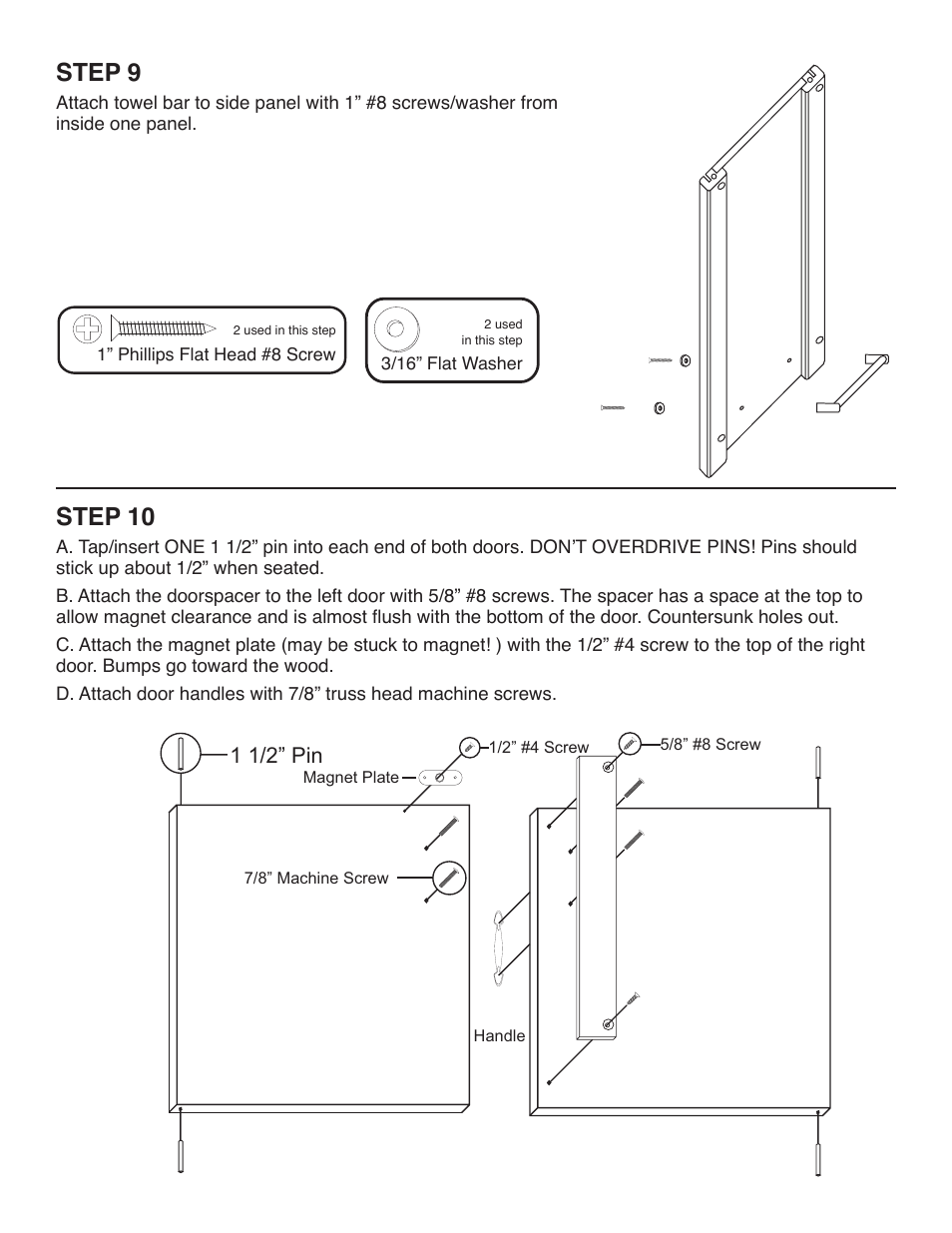 Step 9, Step 10, 1 1/2” pin | Catskill Craftsmen 51576 User Manual | Page 10 / 13