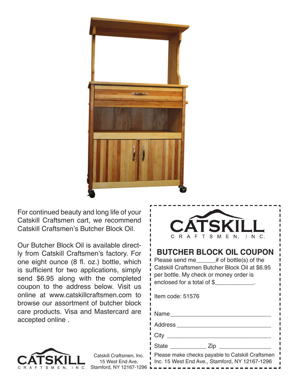 Butcher block oil coupon | Catskill Craftsmen 51576 User Manual | Page 13 / 13