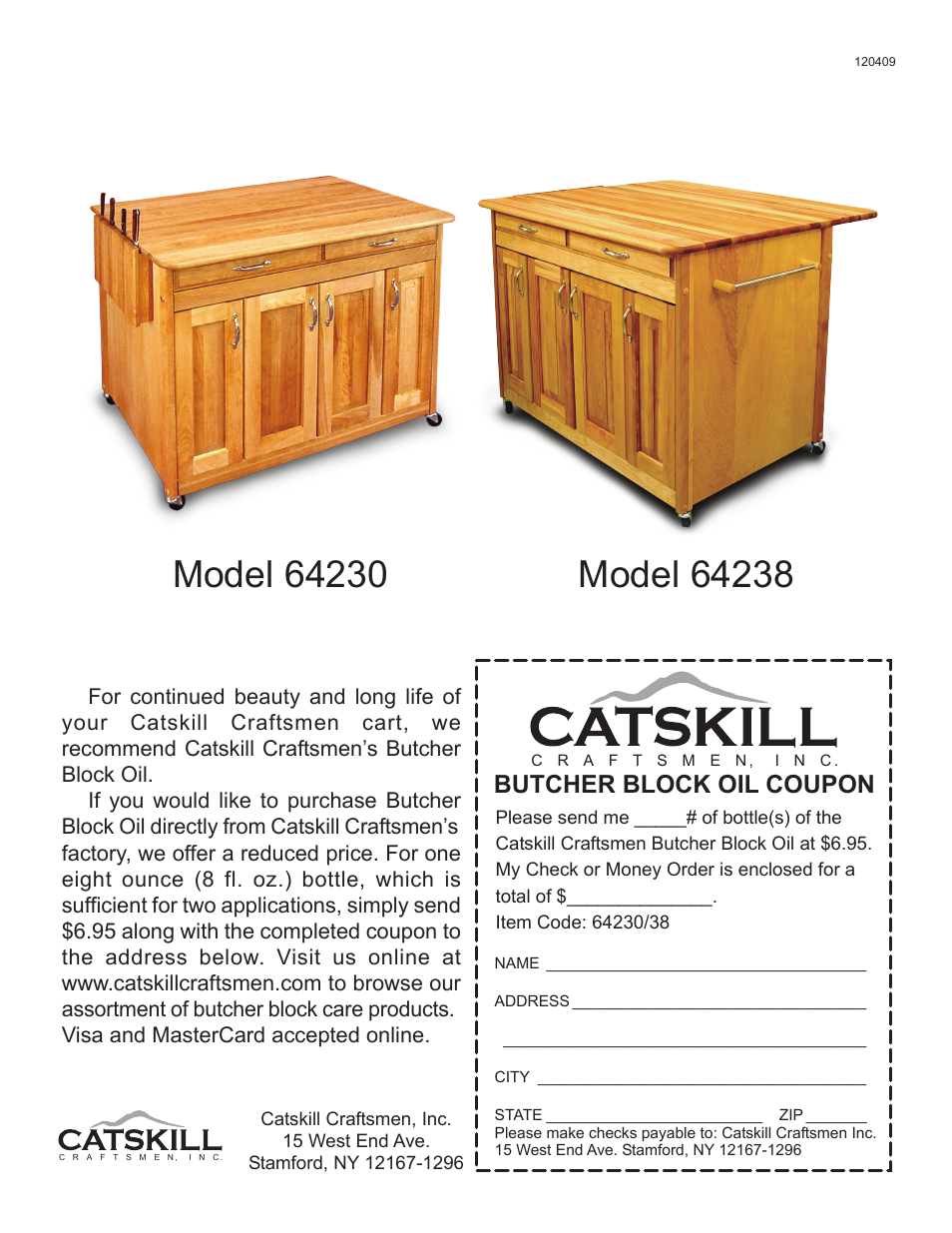 Butcher block oil coupon | Catskill Craftsmen 64238 User Manual | Page 15 / 16