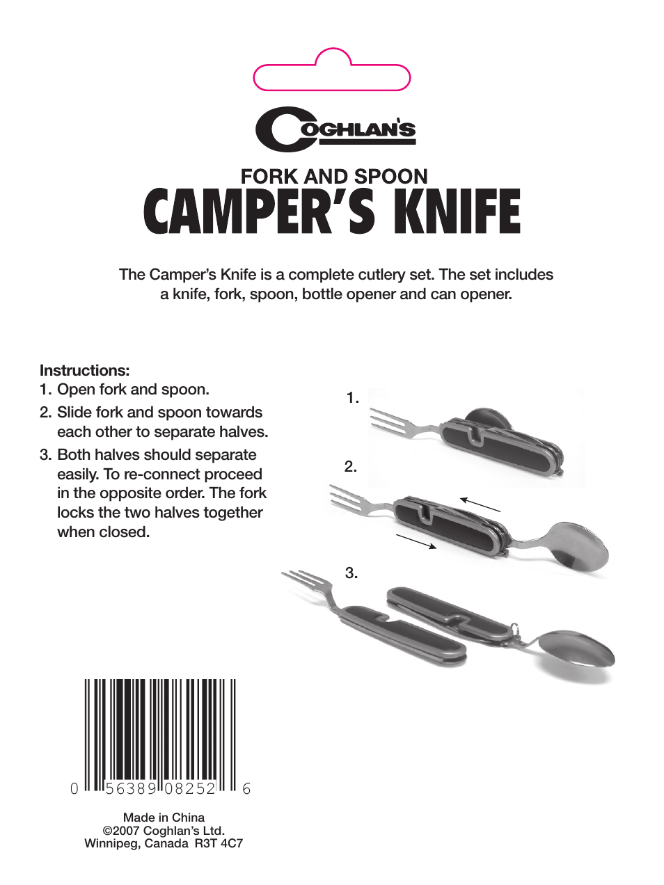 Coghlan's 8252 Camper's Knife (fork and spoon) User Manual | 1 page