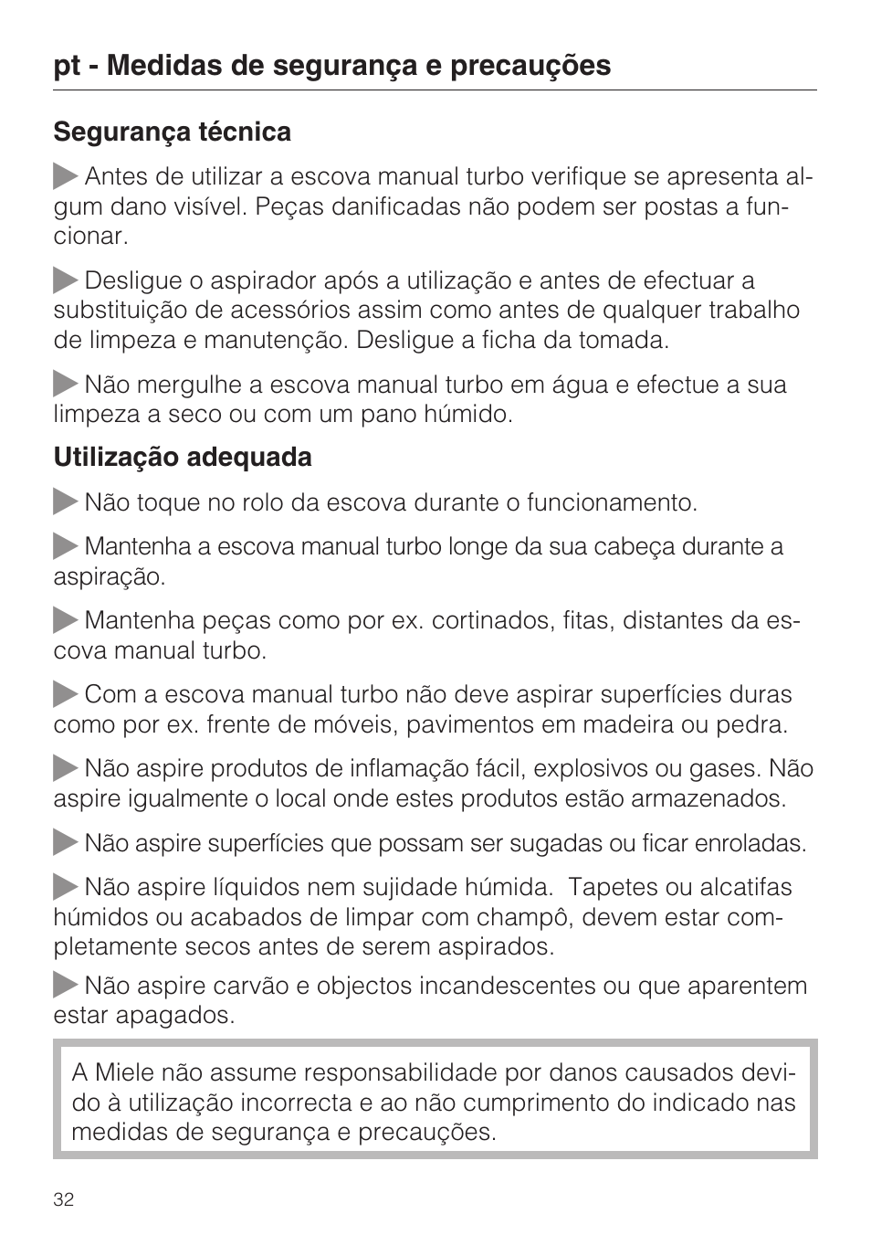 Miele S8 Haus & Co User Manual | Page 32 / 68