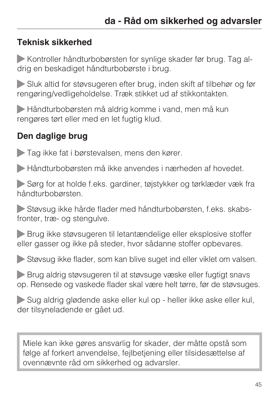 Miele S8 Haus & Co User Manual | Page 45 / 68