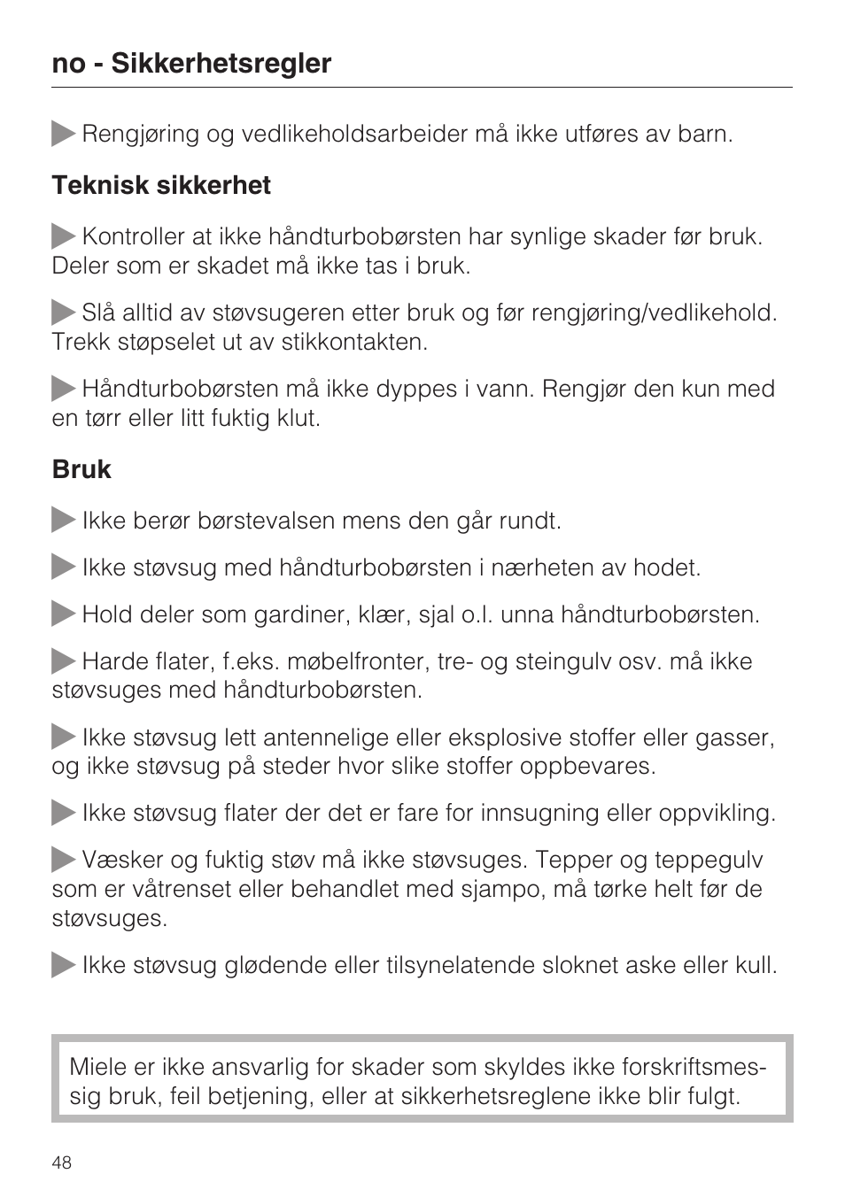 Miele S8 Haus & Co User Manual | Page 48 / 68