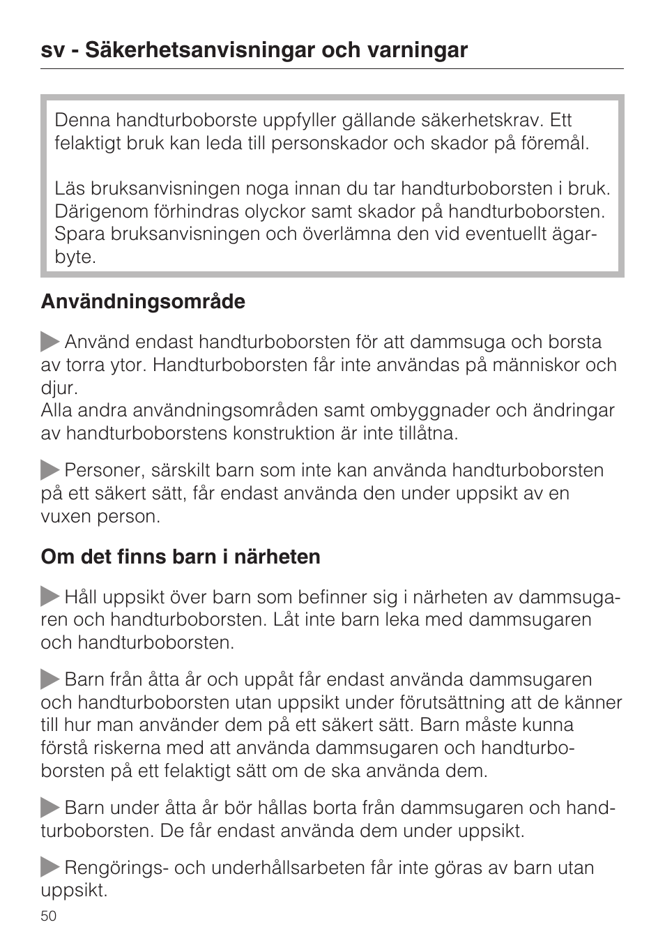 Miele S8 Haus & Co User Manual | Page 50 / 68