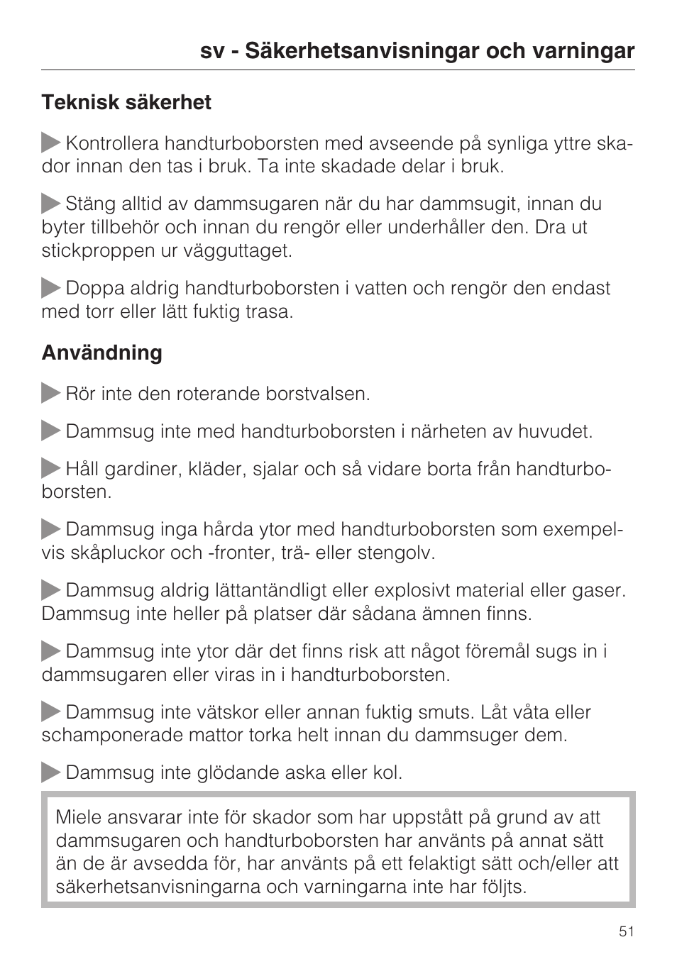 Miele S8 Haus & Co User Manual | Page 51 / 68