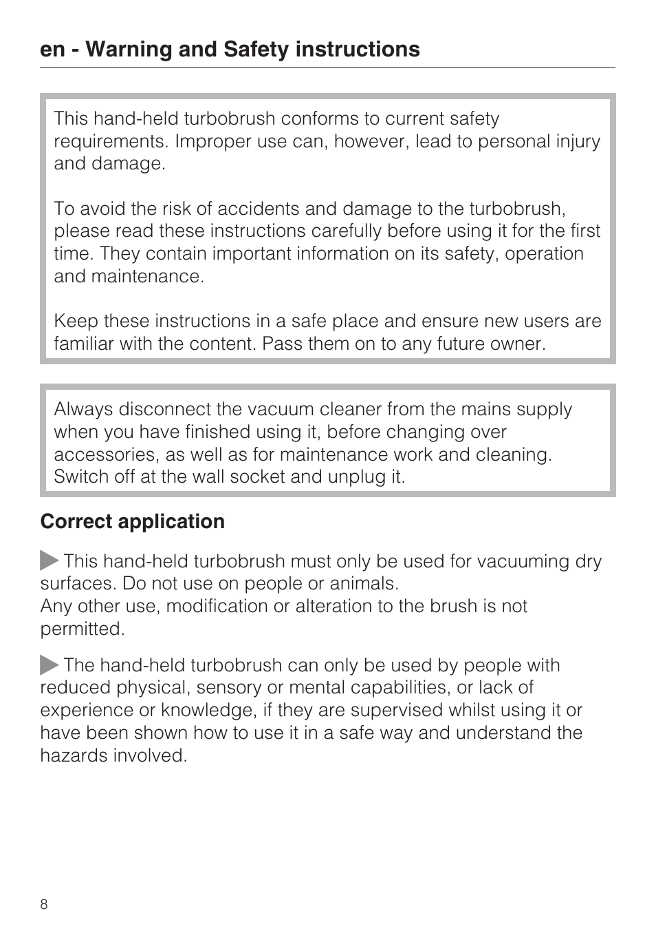 Miele S8 Haus & Co User Manual | Page 8 / 68