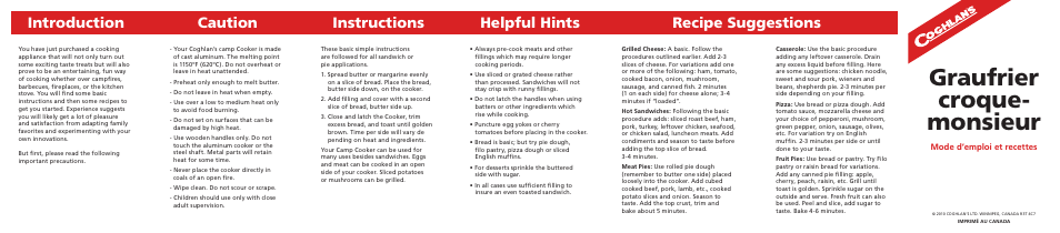 Coghlan's 9010 Aluminum Camp Cooker User Manual | 1 page