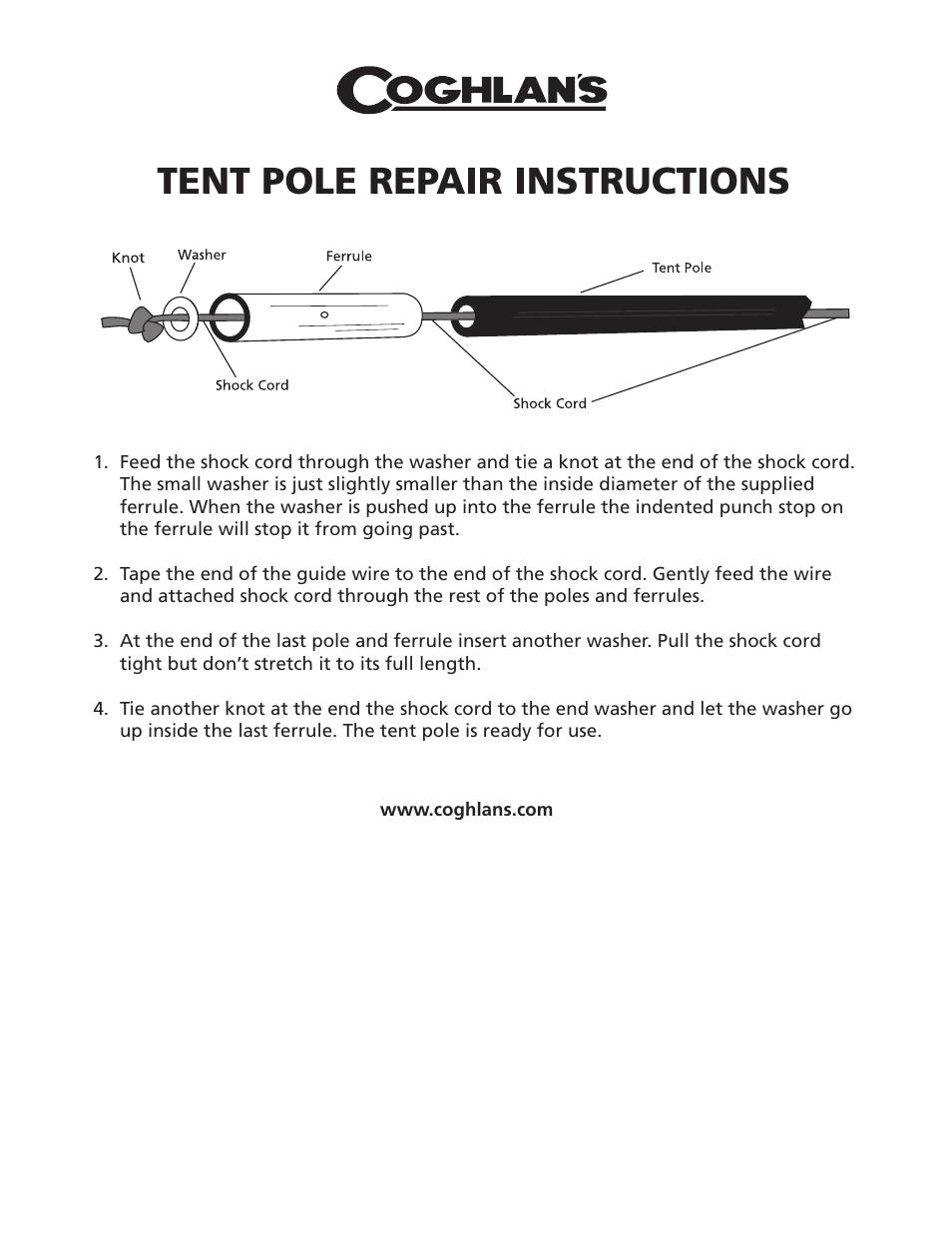 Coghlan's 0194 Tent Pole Repair Kit User Manual | 1 page