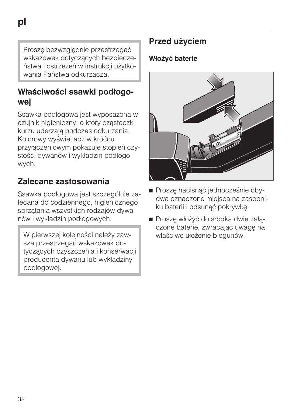 Miele S8 Medicair User Manual | Page 32 / 36