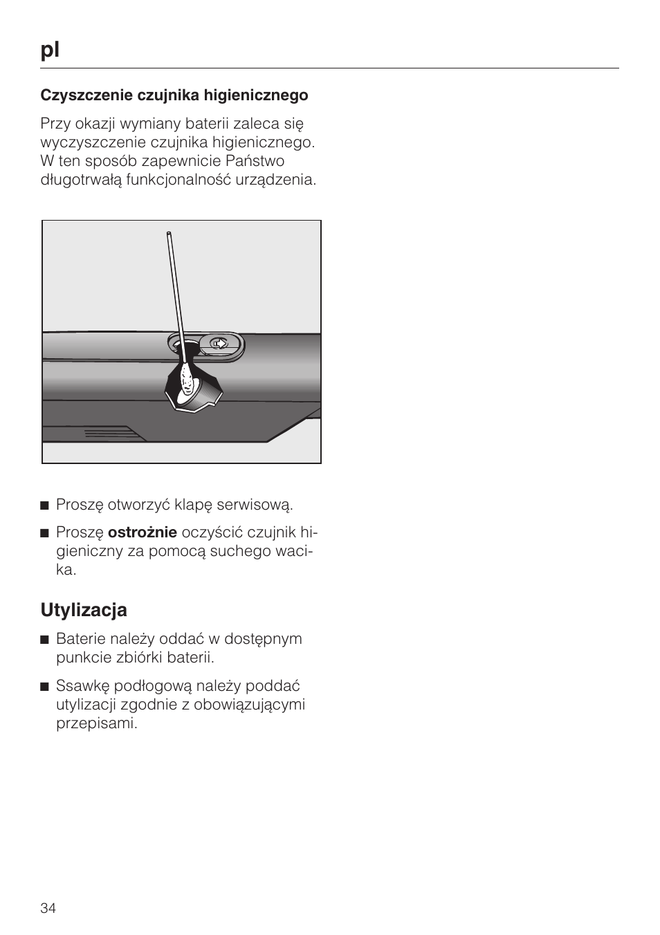 Utylizacja | Miele S8 Medicair User Manual | Page 34 / 36