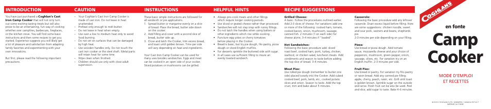 Coghlan's 0744 Cast Iron Camp Cooker User Manual | 1 page