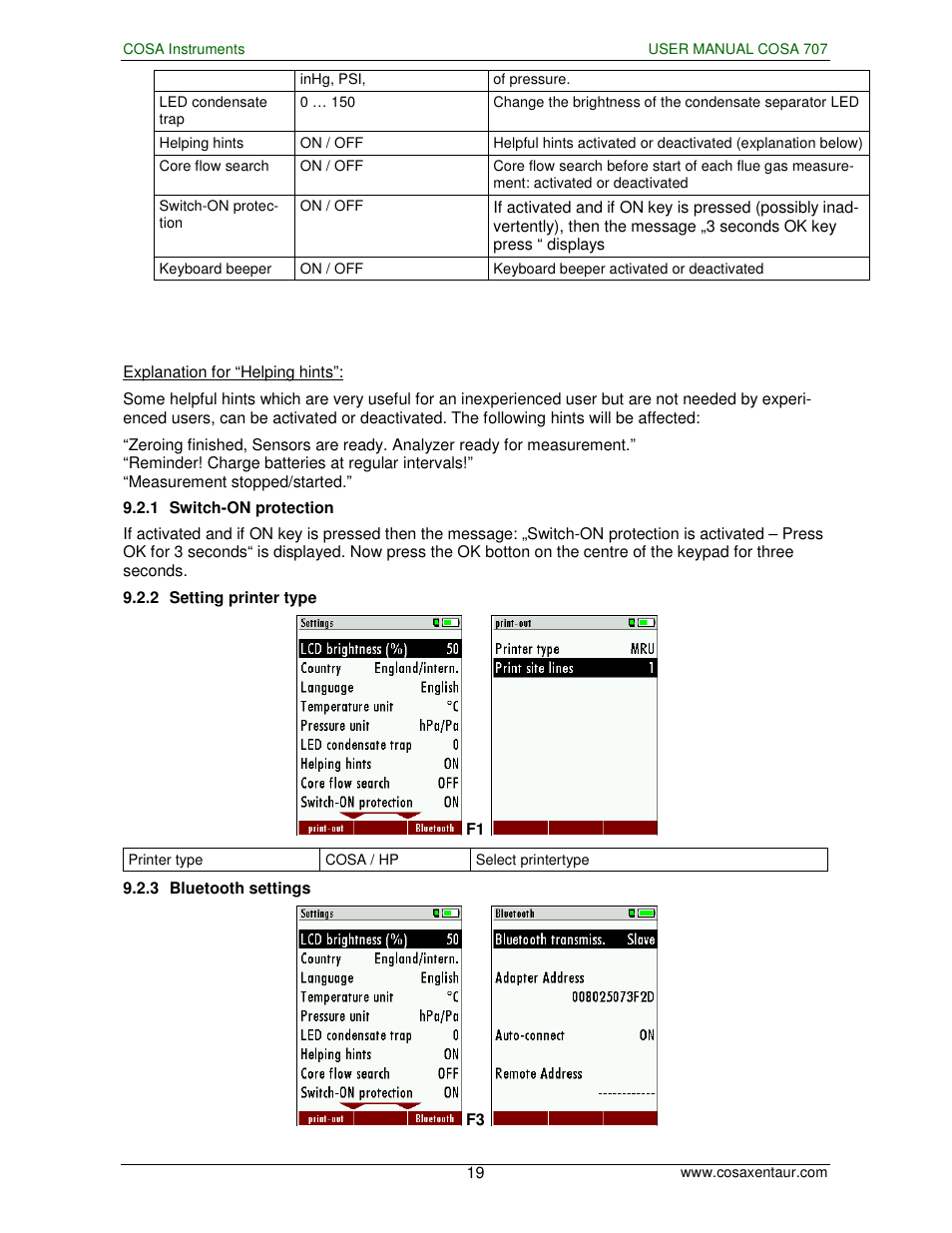 COSA Xentaur COSA 707 User Manual | Page 19 / 67