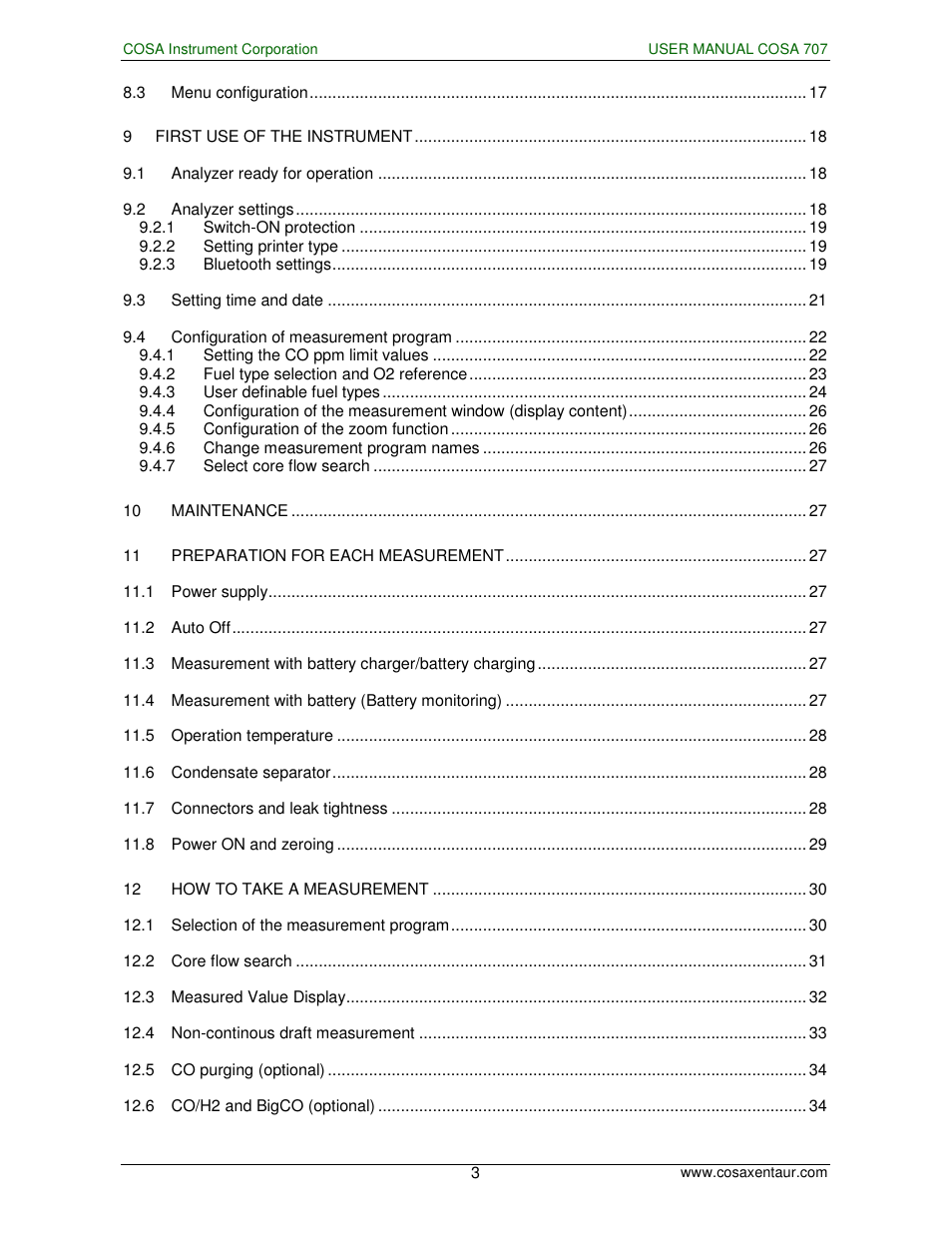 COSA Xentaur COSA 707 User Manual | Page 3 / 67