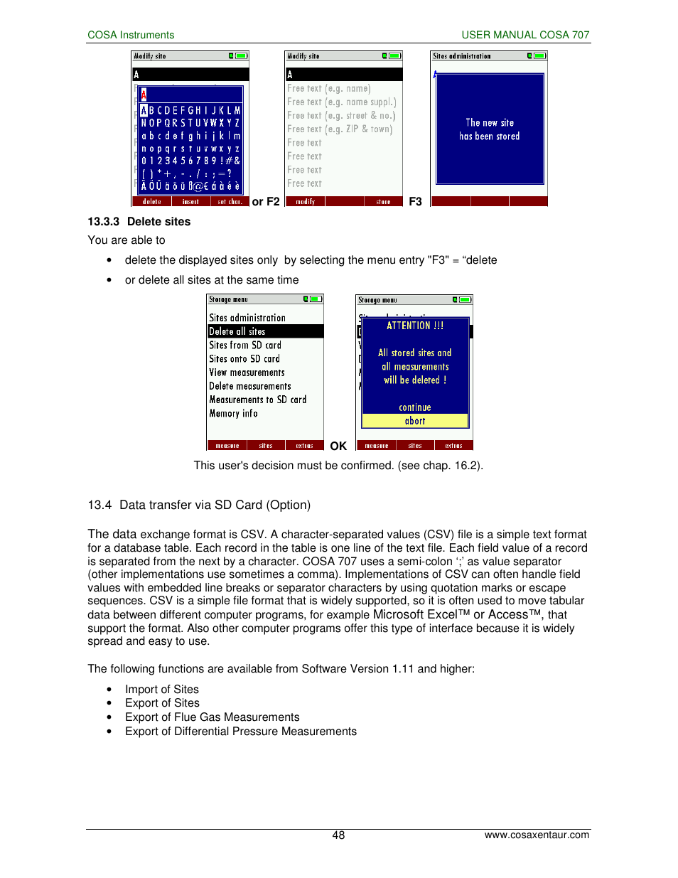 COSA Xentaur COSA 707 User Manual | Page 48 / 67