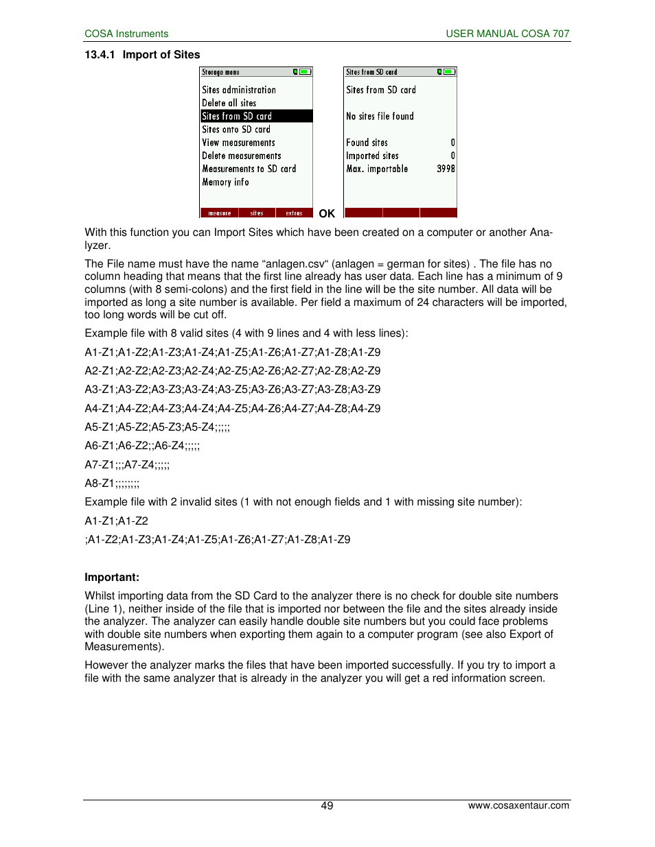 COSA Xentaur COSA 707 User Manual | Page 49 / 67