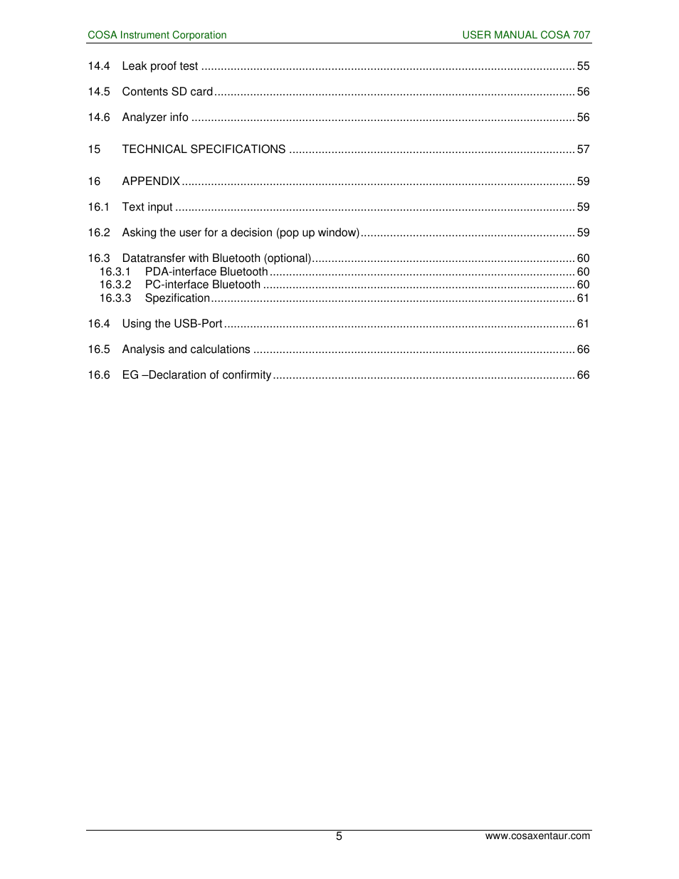 COSA Xentaur COSA 707 User Manual | Page 5 / 67