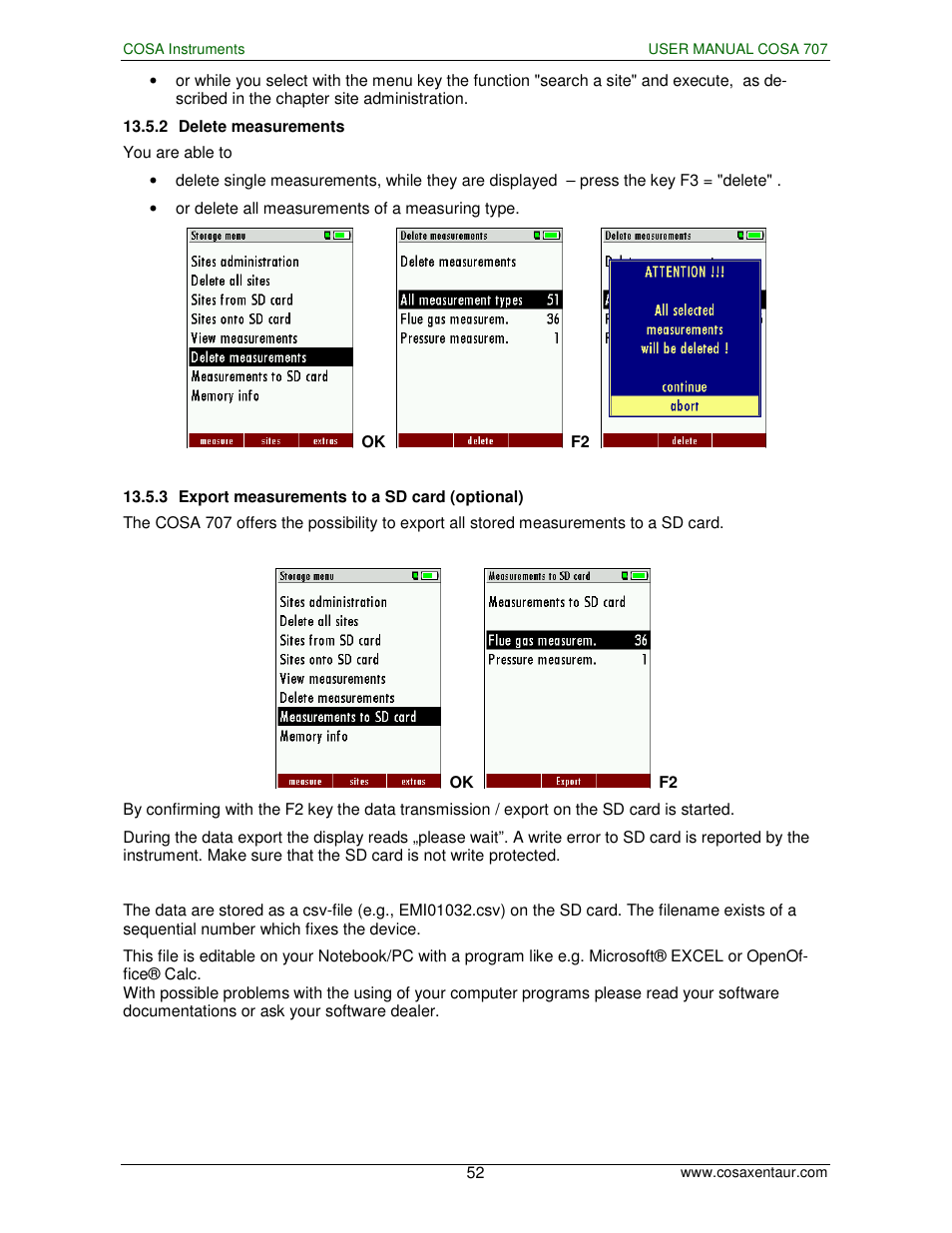 COSA Xentaur COSA 707 User Manual | Page 52 / 67