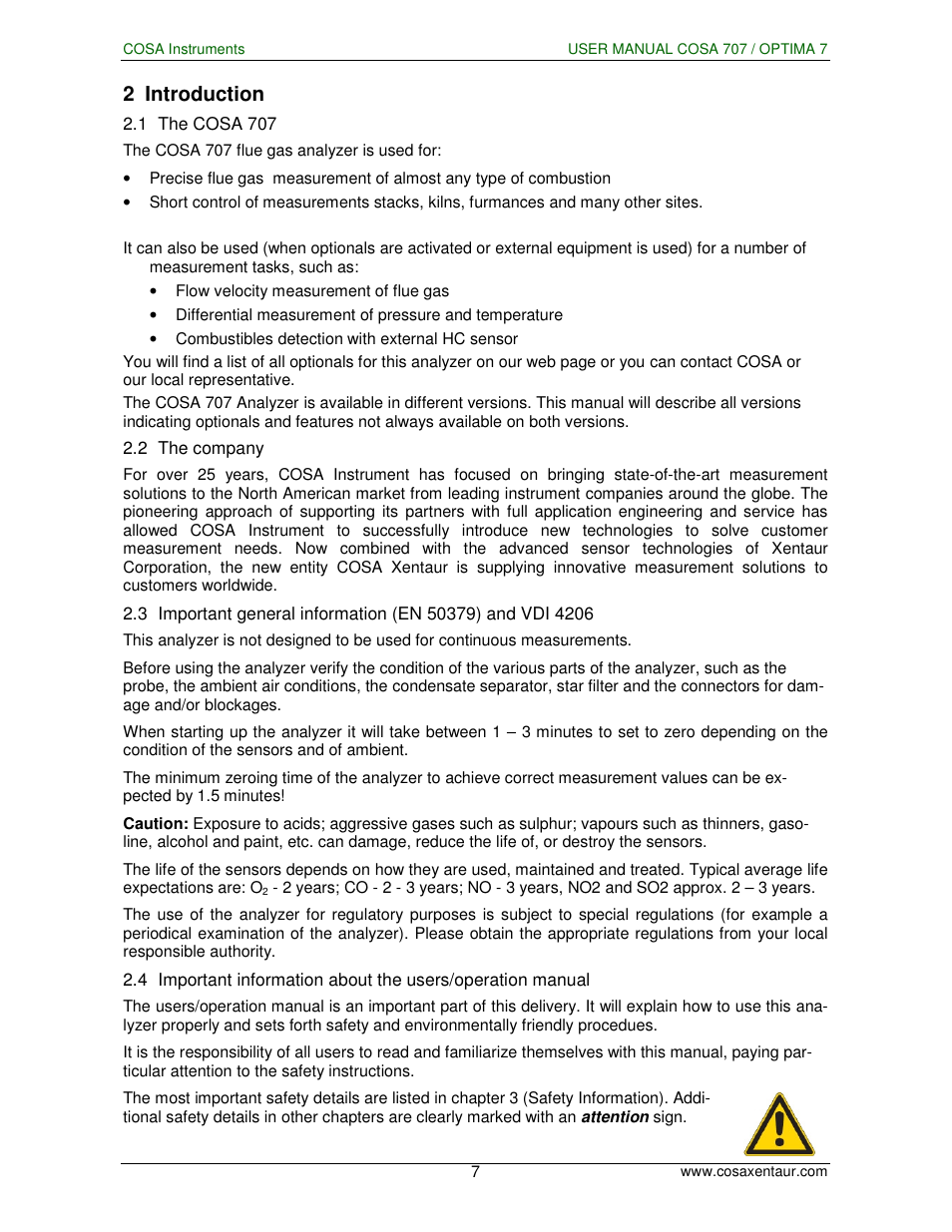 2 introduction | COSA Xentaur COSA 707 User Manual | Page 7 / 67