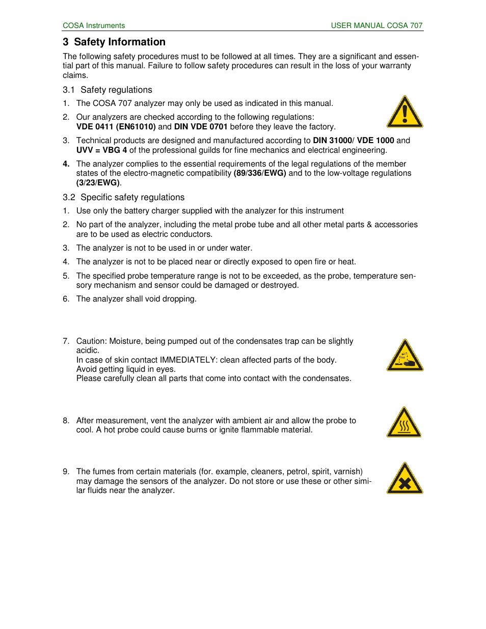 3 safety information | COSA Xentaur COSA 707 User Manual | Page 8 / 67