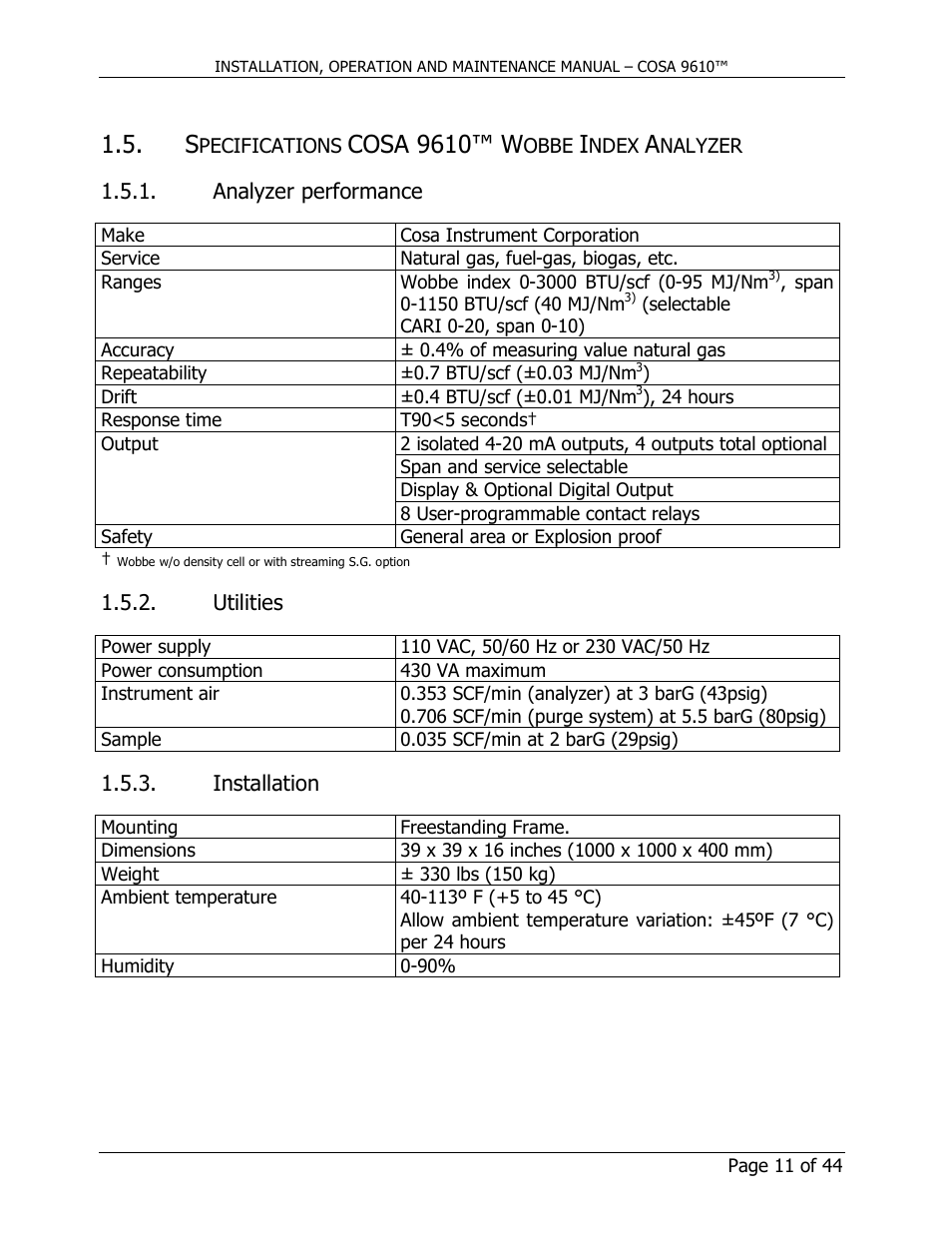 Cosa 9610™ w | COSA Xentaur COSA 9610 User Manual | Page 11 / 44