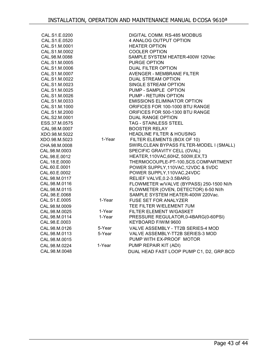 COSA Xentaur COSA 9610 User Manual | Page 43 / 44