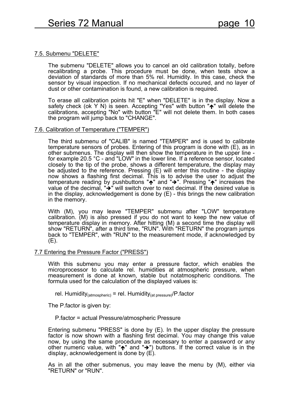 Series 72 manual page 10 | COSA Xentaur Hygrocontrol Type 72 User Manual | Page 14 / 41