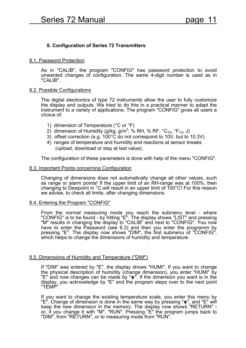 Series 72 manual page 11 | COSA Xentaur Hygrocontrol Type 72 User Manual | Page 15 / 41