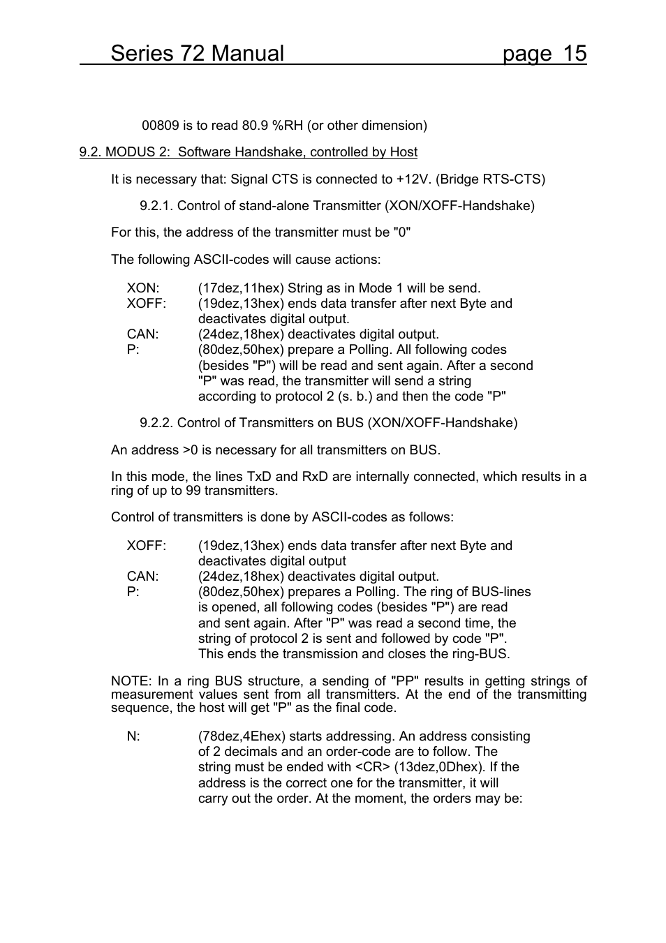 Series 72 manual page 15 | COSA Xentaur Hygrocontrol Type 72 User Manual | Page 19 / 41