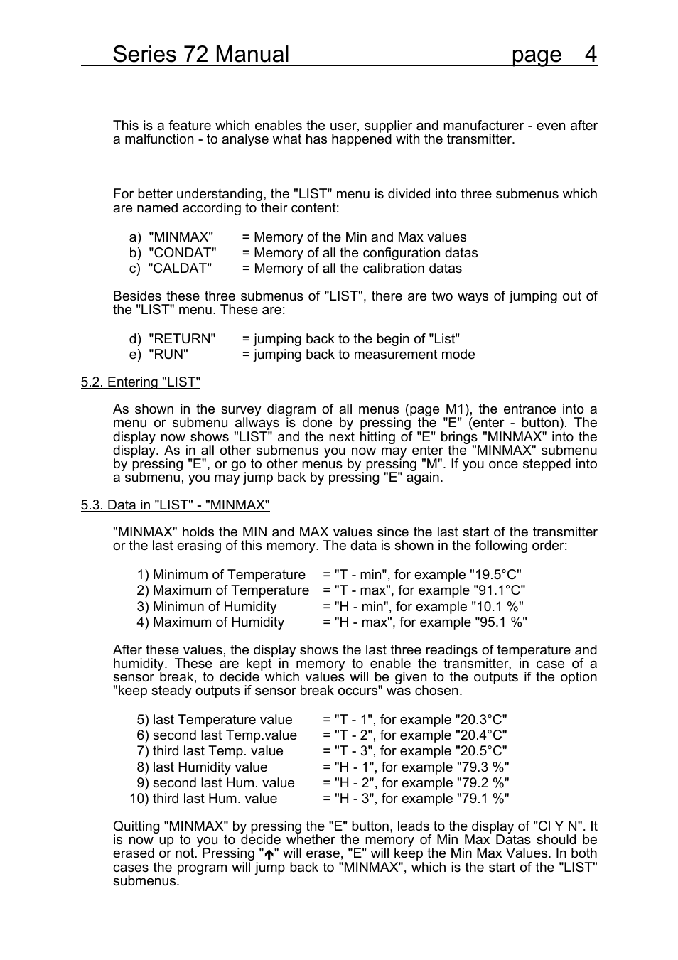 Series 72 manual page 4 | COSA Xentaur Hygrocontrol Type 72 User Manual | Page 8 / 41