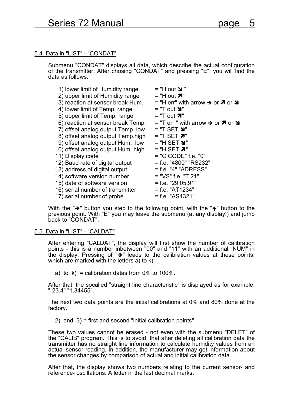 Series 72 manual page 5 | COSA Xentaur Hygrocontrol Type 72 User Manual | Page 9 / 41