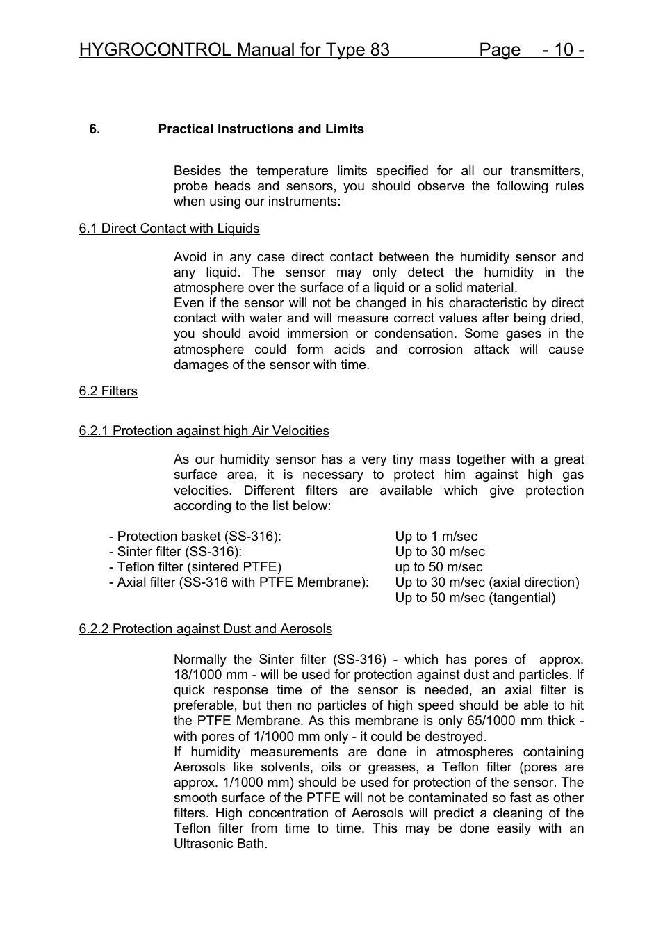 Hygrocontrol manual for type 83 page - 10 | COSA Xentaur Hygrocontrol Type 83 User Manual | Page 11 / 14