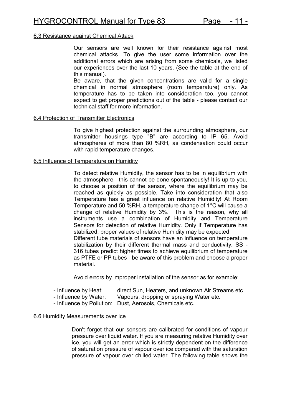 Hygrocontrol manual for type 83 page - 11 | COSA Xentaur Hygrocontrol Type 83 User Manual | Page 12 / 14