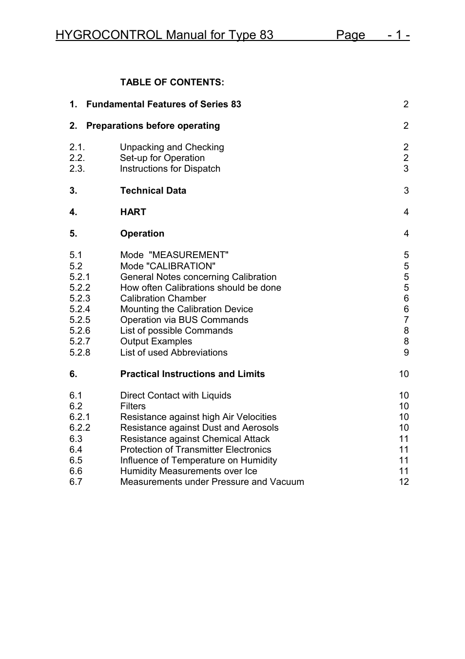 Hygrocontrol manual for type 83 page - 1 | COSA Xentaur Hygrocontrol Type 83 User Manual | Page 2 / 14