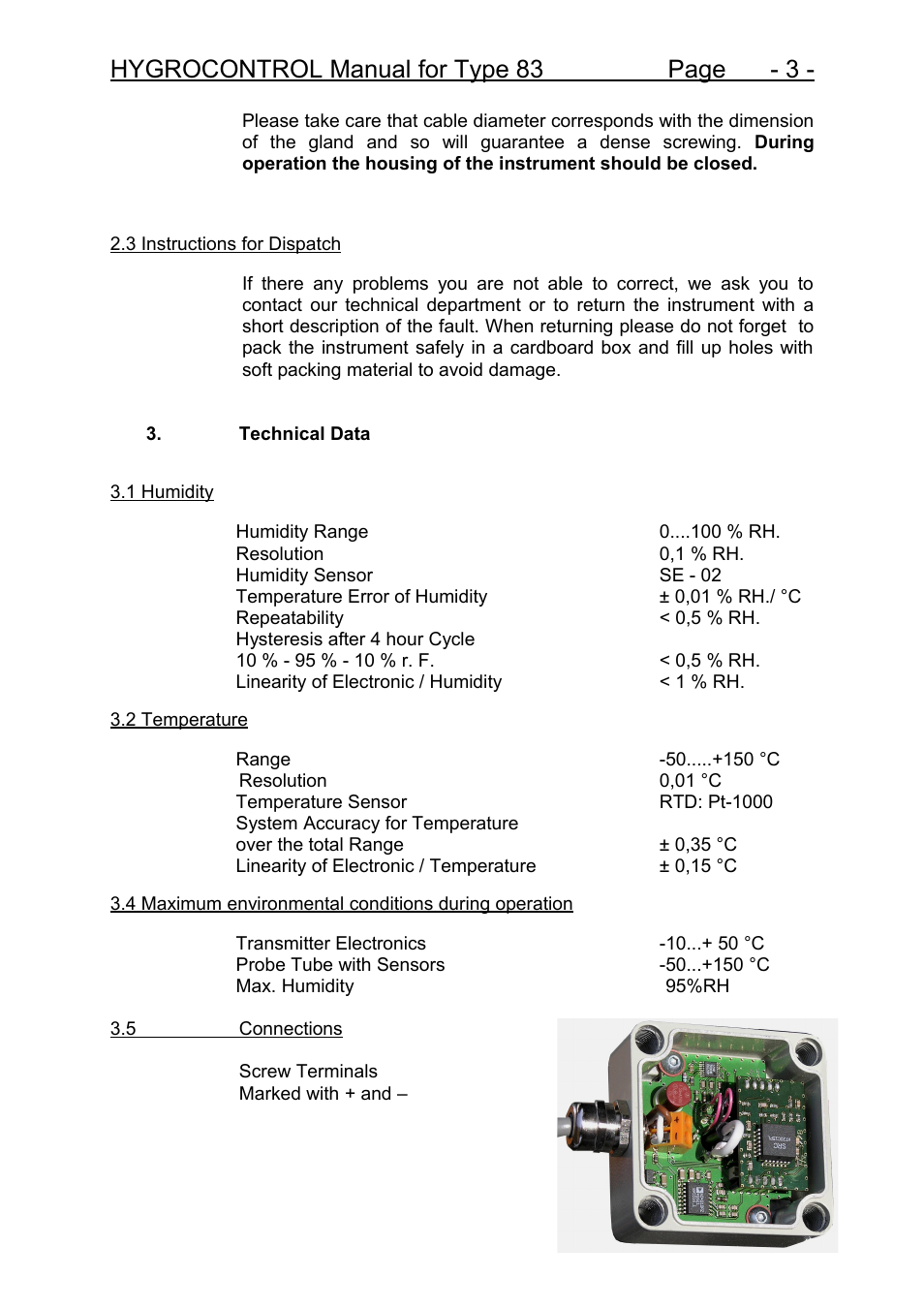 Hygrocontrol manual for type 83 page - 3 | COSA Xentaur Hygrocontrol Type 83 User Manual | Page 4 / 14