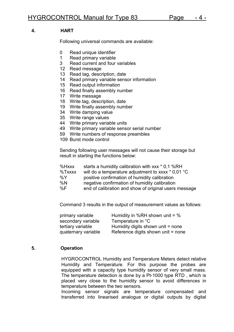 Hygrocontrol manual for type 83 page - 4 | COSA Xentaur Hygrocontrol Type 83 User Manual | Page 5 / 14