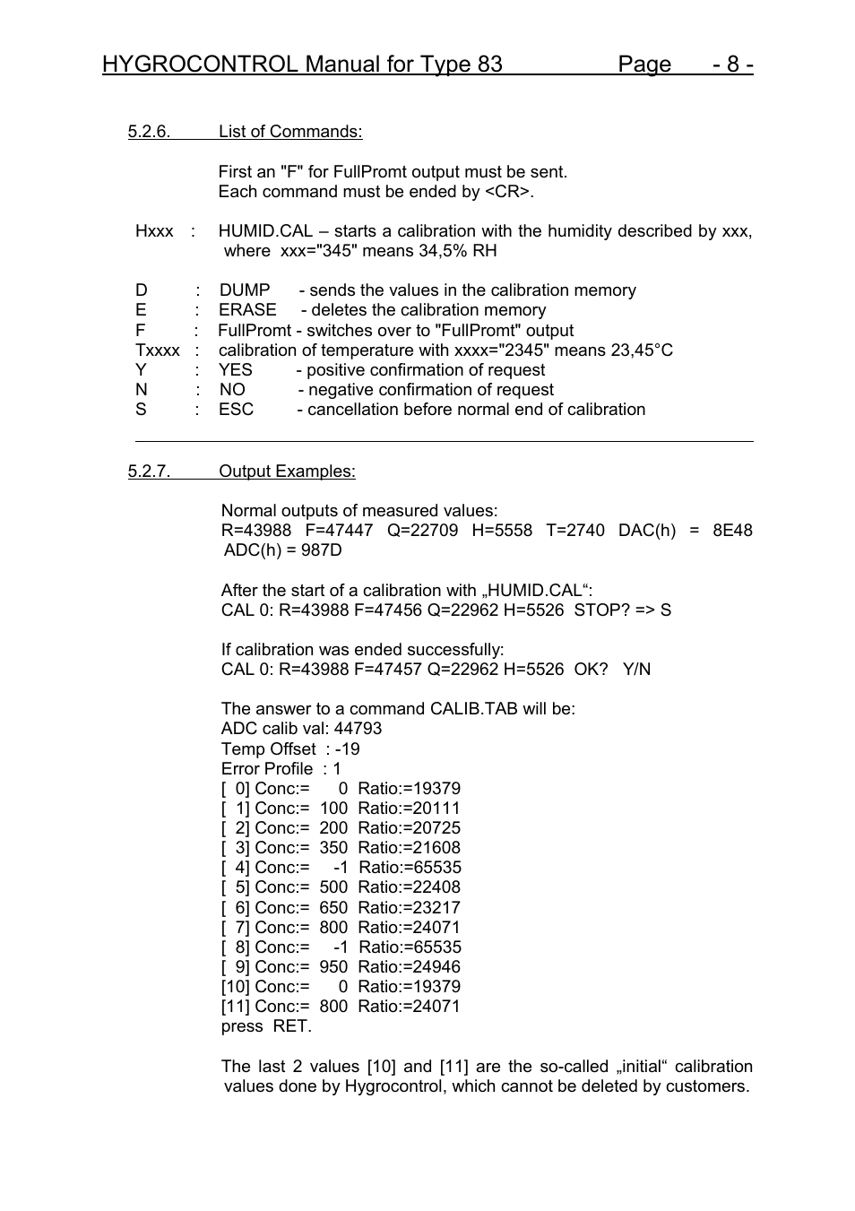 Hygrocontrol manual for type 83 page - 8 | COSA Xentaur Hygrocontrol Type 83 User Manual | Page 9 / 14