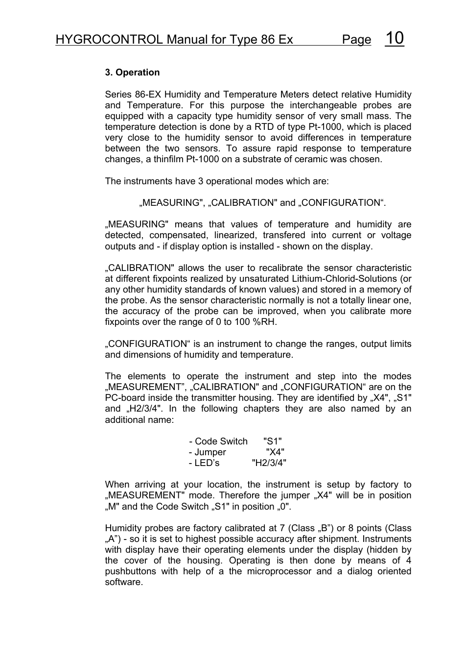 Hygrocontrol manual for type 86 ex page | COSA Xentaur Hygrocontrol Type 86 Ex User Manual | Page 11 / 33