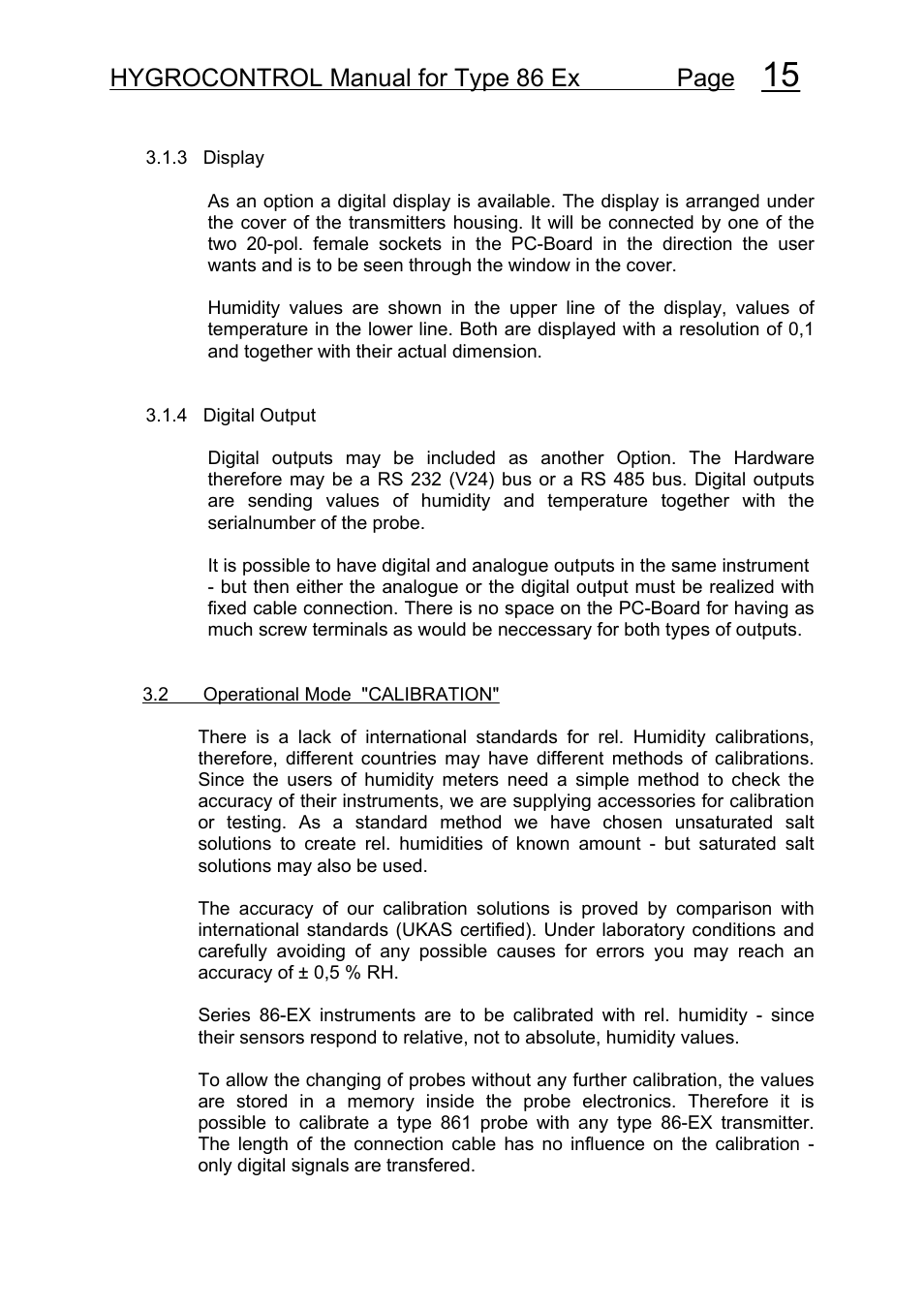 Hygrocontrol manual for type 86 ex page | COSA Xentaur Hygrocontrol Type 86 Ex User Manual | Page 16 / 33