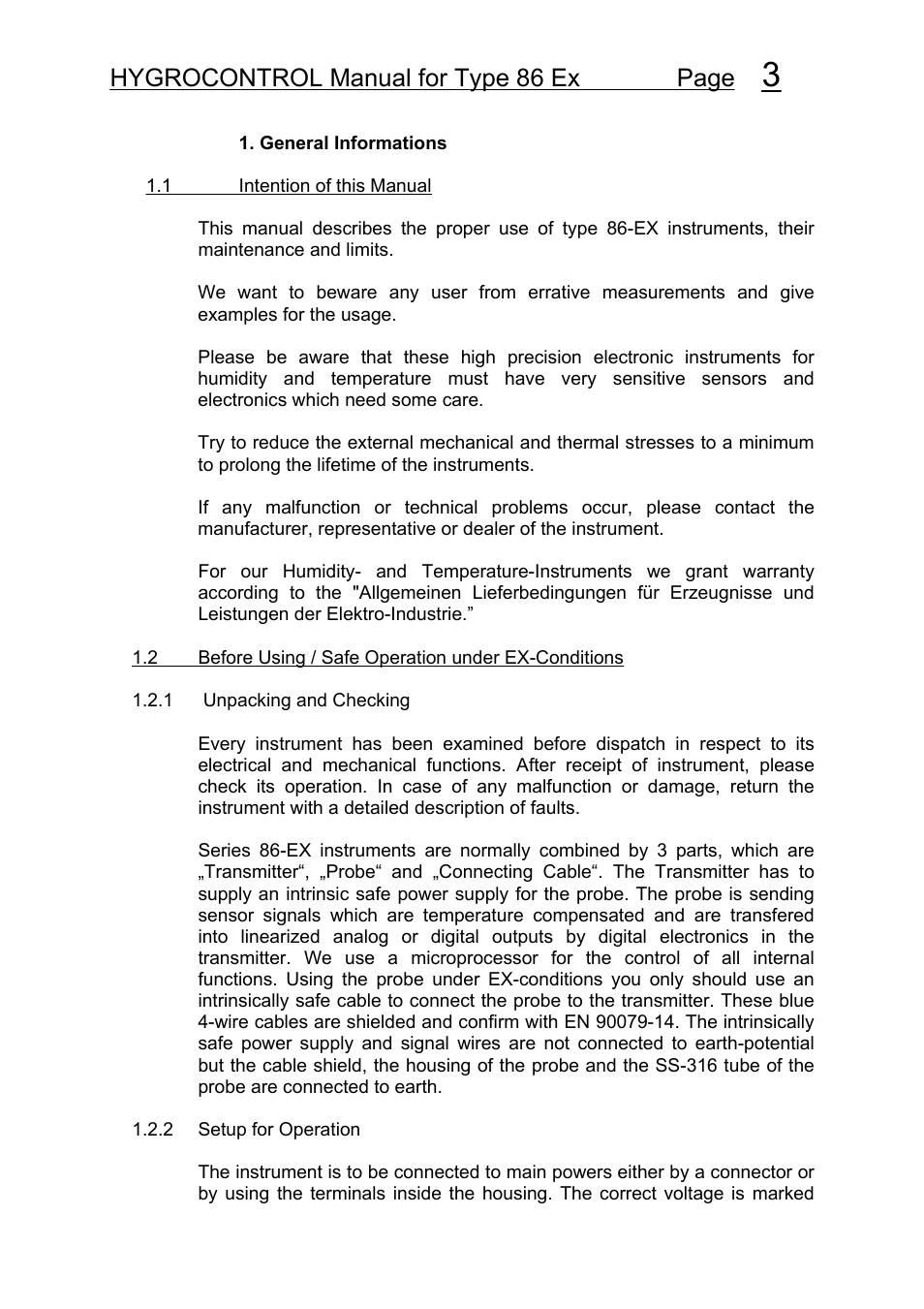 Hygrocontrol manual for type 86 ex page | COSA Xentaur Hygrocontrol Type 86 Ex User Manual | Page 4 / 33