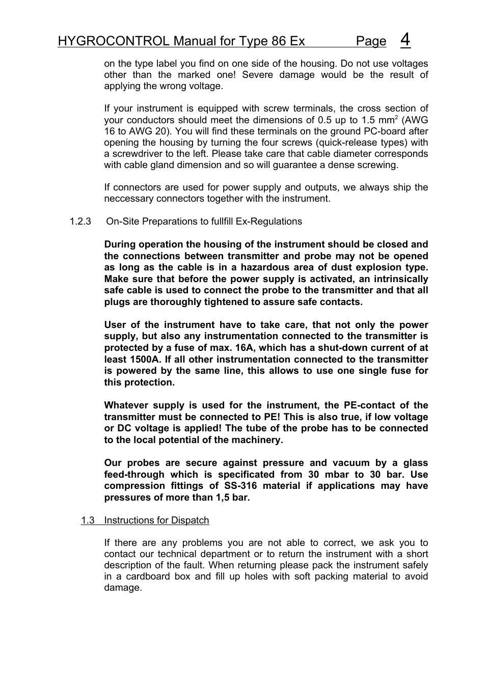 Hygrocontrol manual for type 86 ex page | COSA Xentaur Hygrocontrol Type 86 Ex User Manual | Page 5 / 33