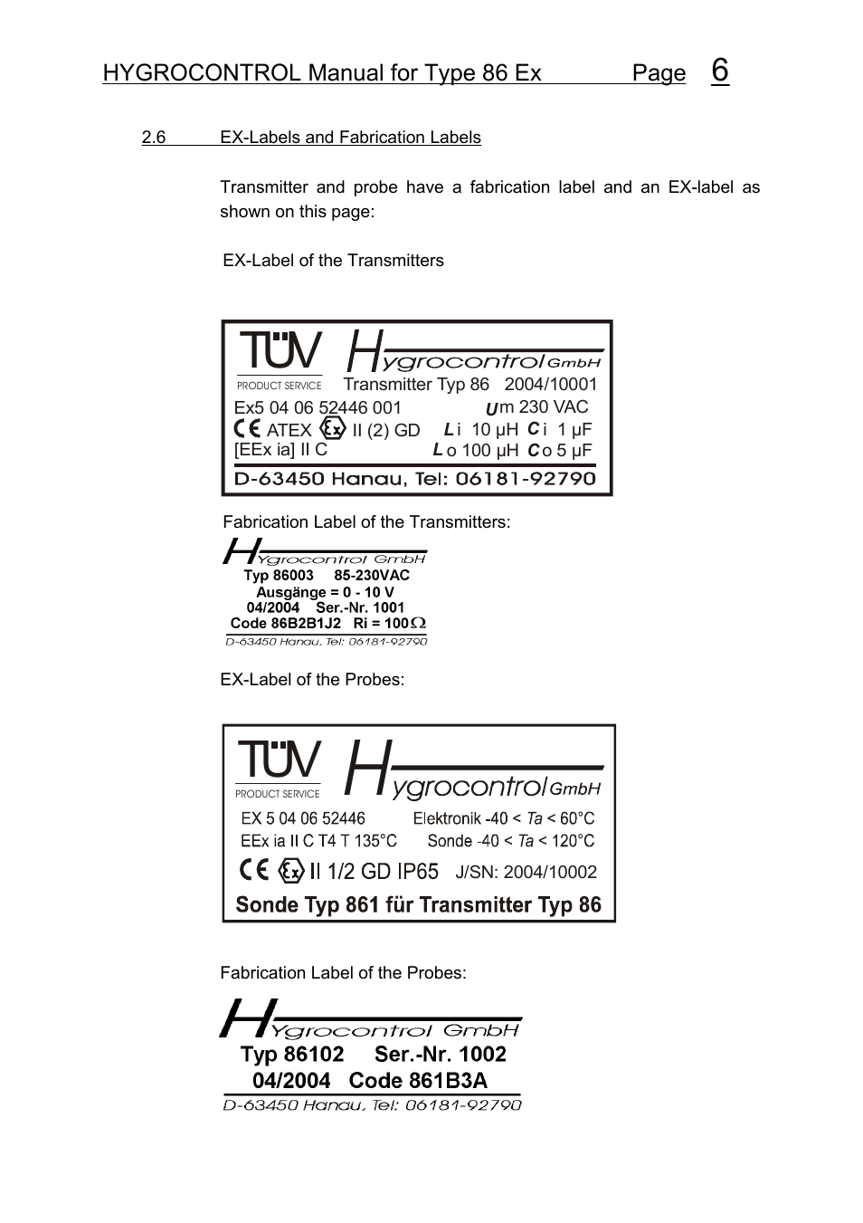 T v u | COSA Xentaur Hygrocontrol Type 86 Ex User Manual | Page 7 / 33