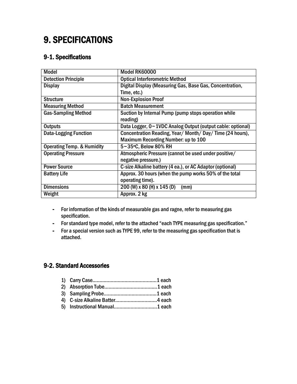 Specifications | COSA Xentaur SF6 Purity Pro User Manual | Page 21 / 36