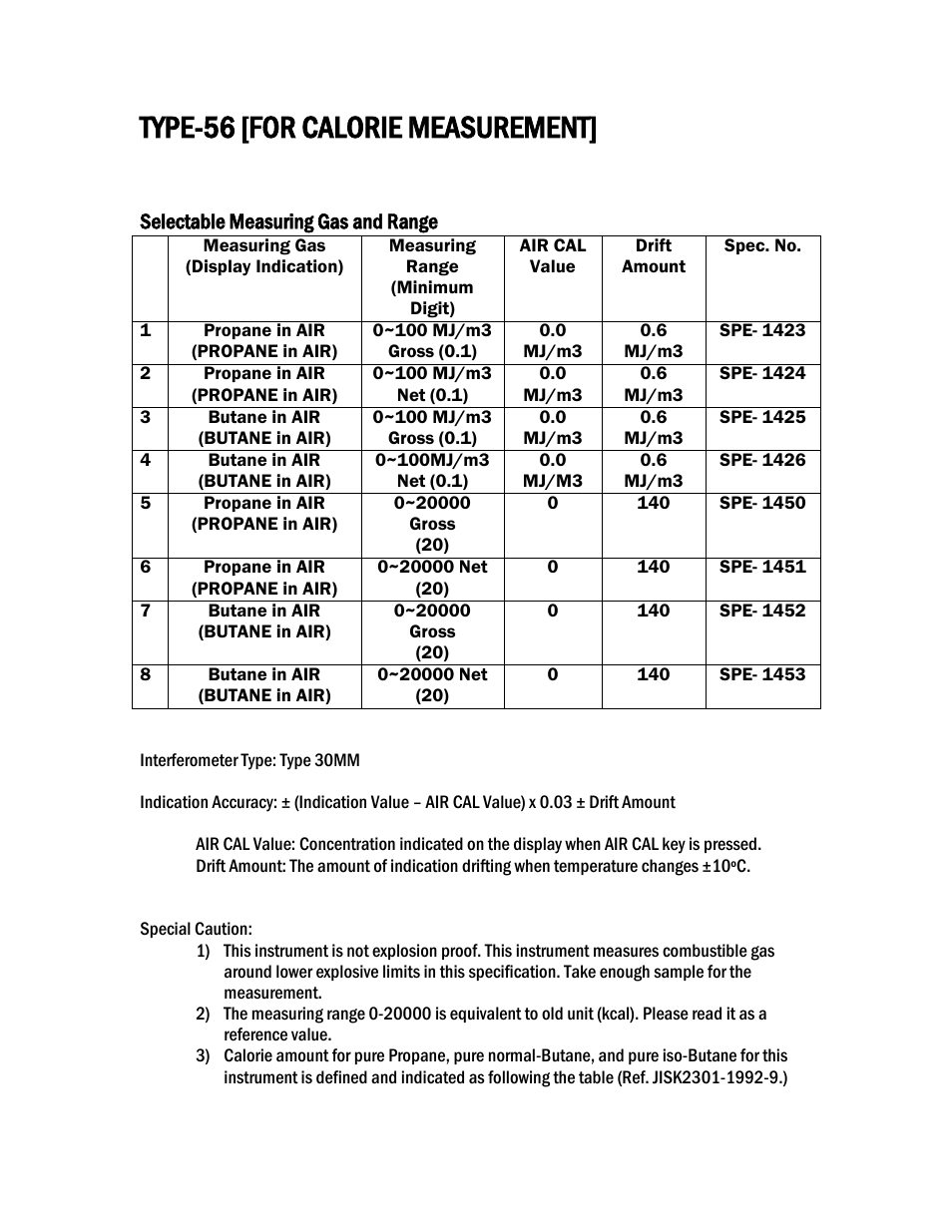 Type-56 [for calorie measurement | COSA Xentaur SF6 Purity Pro User Manual | Page 30 / 36