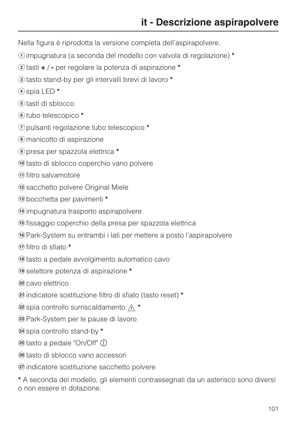 It - descrizione aspirapolvere | Miele S 5381 EcoLine User Manual | Page 101 / 128